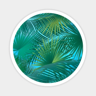 Tropical Palm Tree Green Leaves Branches on blue sky Aloha Magnet